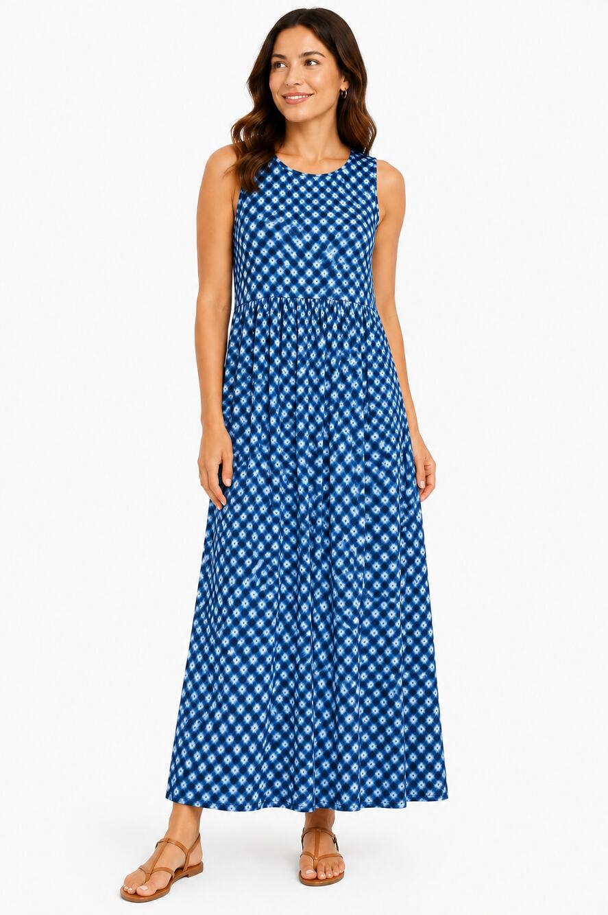 Koolaburra by UGG Lounge Maxi Tank Dress Blue Shibori Medium M NWOT